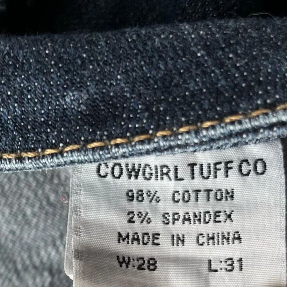 TUFF Jeans Womens Sz 28x31 Cowgirl Bootcut Stretch Dark Washed Denim Cotton Blue - Picture 8 of 10